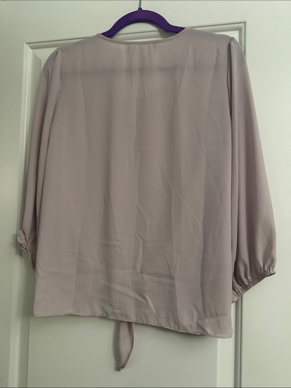 Sheer Tie-Front Blouse - Lilac | - Picture 2 of 4
